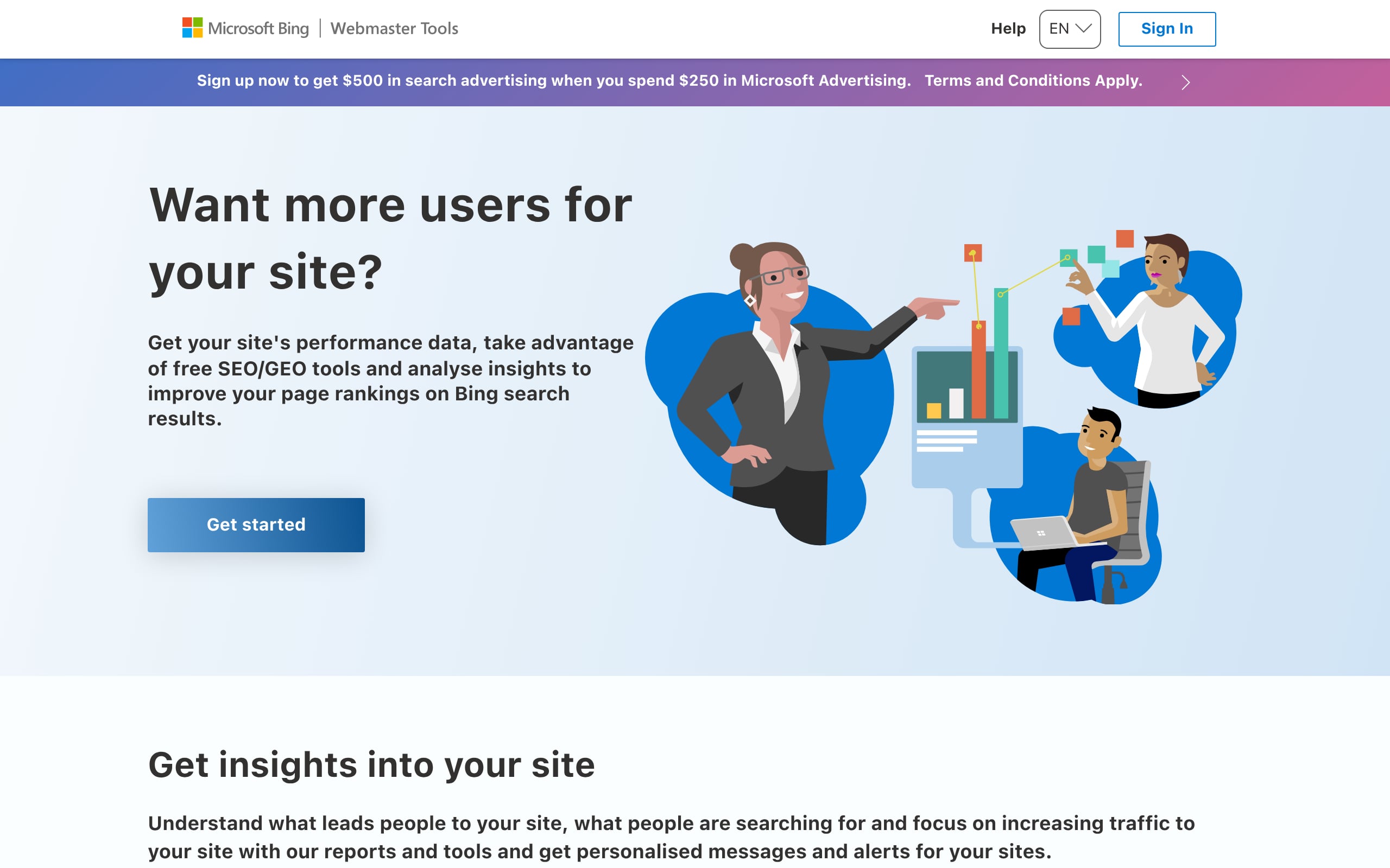 Bing Webmaster Tools Screenshot