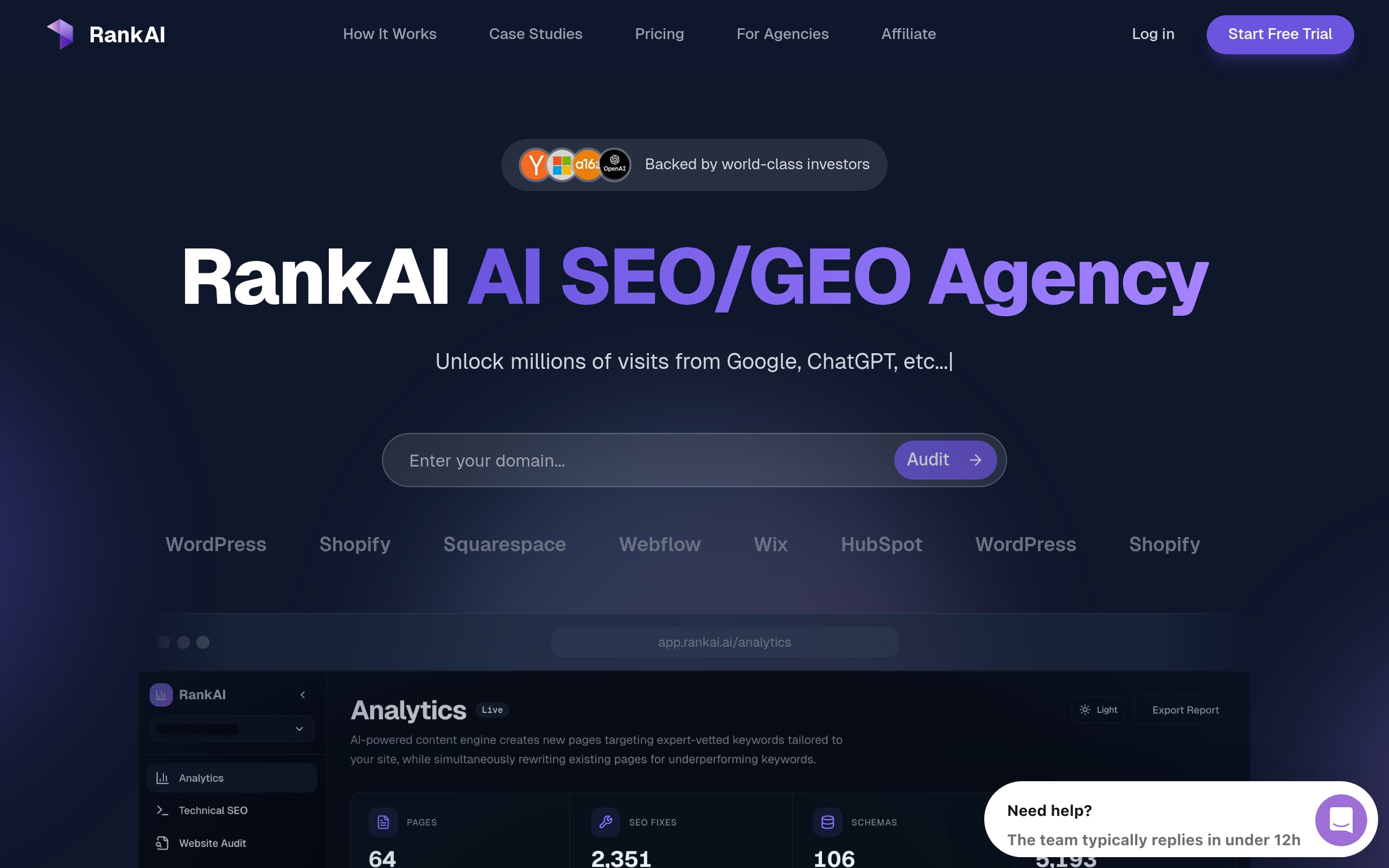 Rankai (YC-backed AI SEO/Marketing Agency) Screenshot