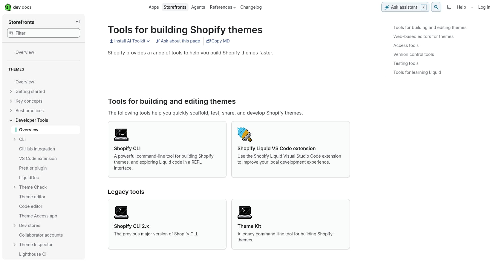 Developer Tooling (GitHub, CLI, Theme Check) Screenshot